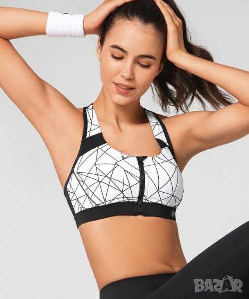  Сутиен за спорт Yvette бягане фитнес с предна подплата и цип, снимка 1