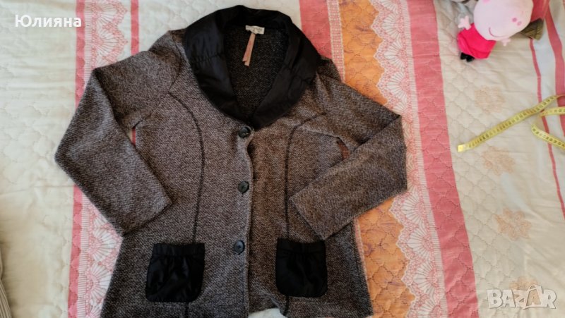 Кафяво сако с интересна яка , снимка 1