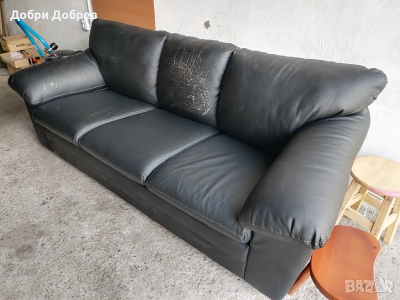 Кожен диван - изкуствена кожа, снимка 1