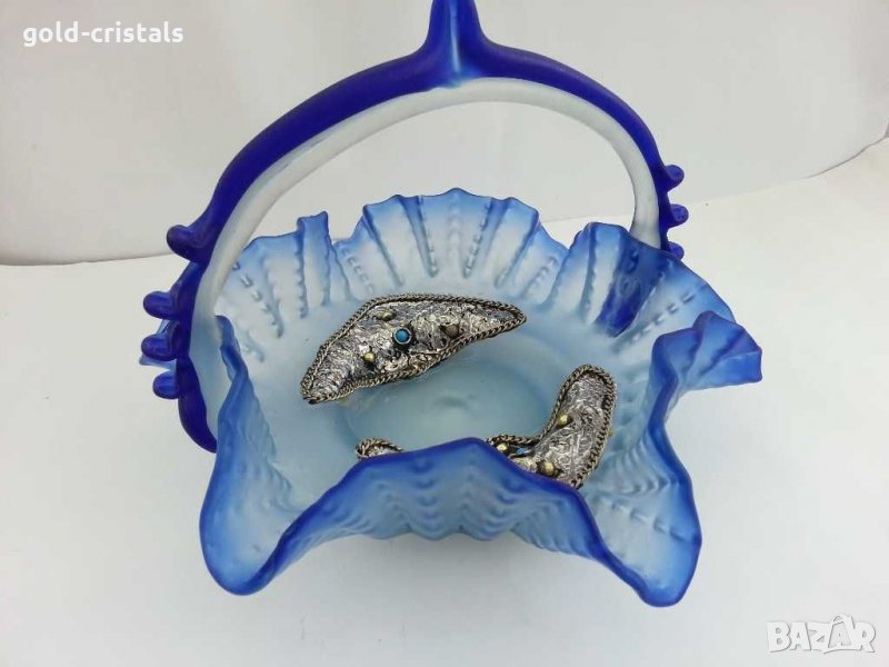 Стъклена купа фруктиера цветно стъкло, снимка 1