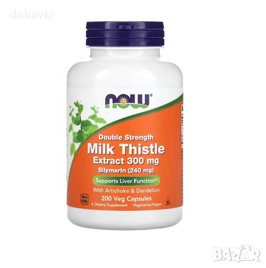 За черния дроб бял трън, силимарин NOW Foods Milk Thistle Extract Double Strength 300mg 200caps, снимка 1