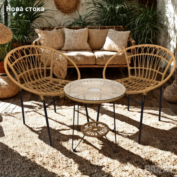 Градински комплект – маса с 2 стола, снимка 1