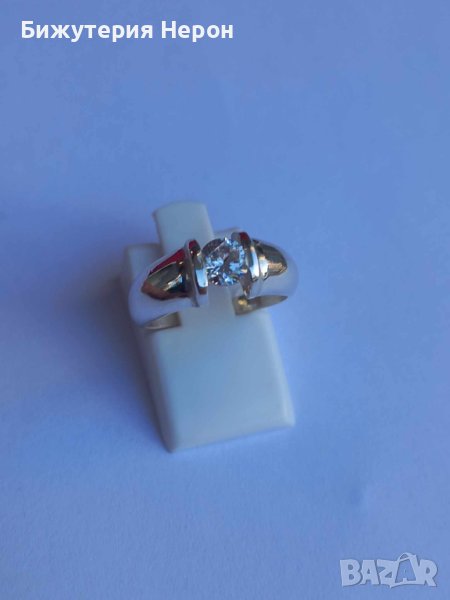 Сребърен пръстен с един циркон, снимка 1