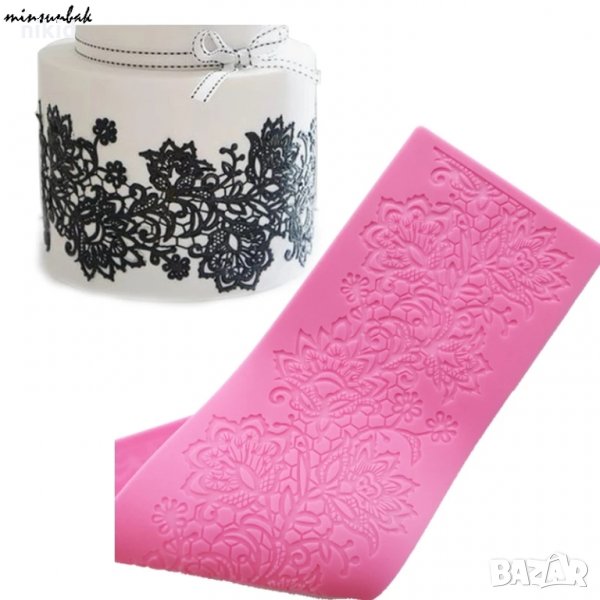 Остри цветя голяма широка висока захарна дантела борд силиконов молд форма гъмпейст торта, снимка 1