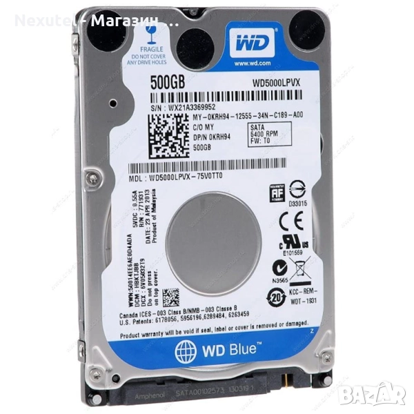Обновен хард диск WD Blue WD5000LPVX 500 GB 5400 RPM 2.5-inch, снимка 1
