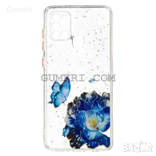 Samsung Galaxy A21s Хибриден Предпазен Гръб Със Защита За Камерата - Прозрачен С Картинки, снимка 1