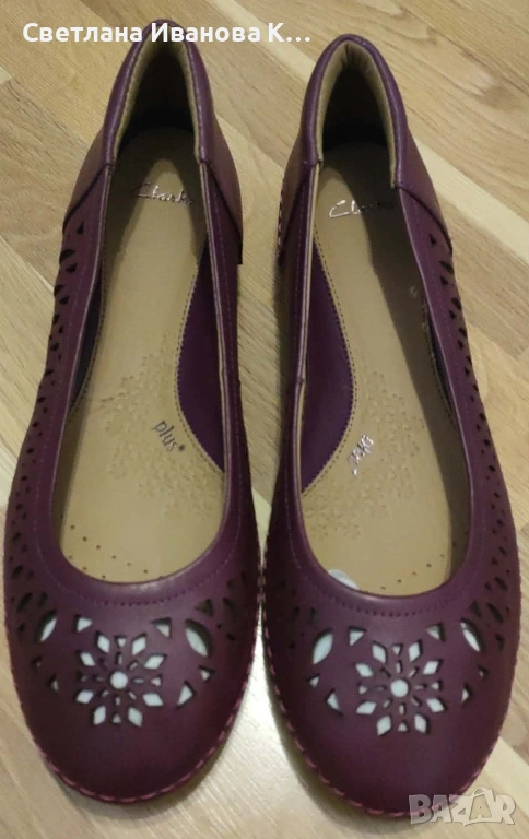 Нови лилави дамски балерини Clarks, снимка 1