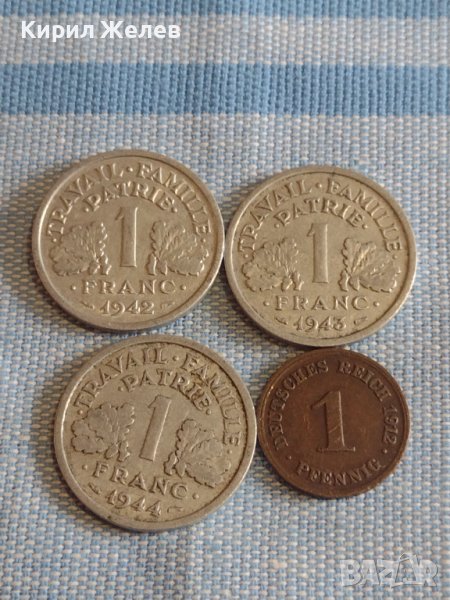 Четири монети франк Франция / пфенинг Германия за КОЛЕКЦИЯ ДЕКОРАЦИЯ 31825, снимка 1