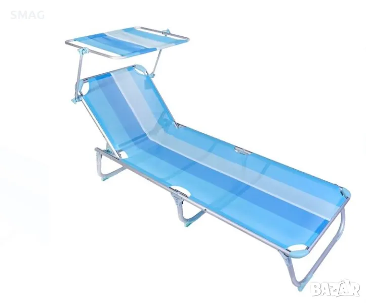 Плажен шезлонг със сенник 187x57x31 S_1126765, снимка 1