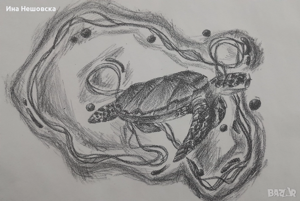 Отпечатък с материал креда, снимка 1