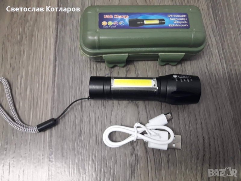 фенерче зарядно в кутия с кабел юсб, снимка 1