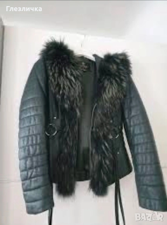 Яке с естествена кожа и естествен косъм от Ракун . , снимка 1