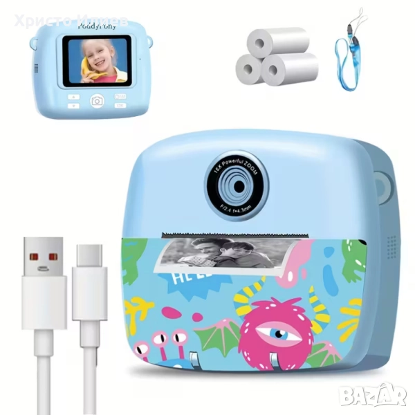 Фотоапарат за моментни снимки Камера мини Принтер с хартия Подаръчен комплект, снимка 1