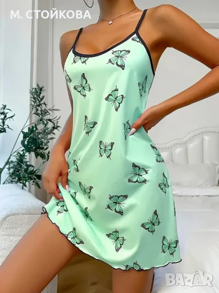 Дамска нощница в ментово зелено , снимка 1
