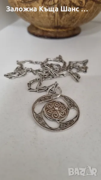 Сребърен синджир с медальон 13,22 грама, снимка 1