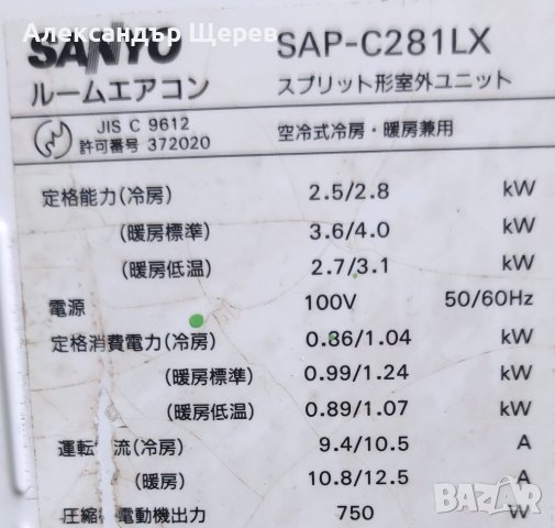 Sanyo SAP-281LX (конвенционална сплит система), снимка 5 - Климатици - 40418649