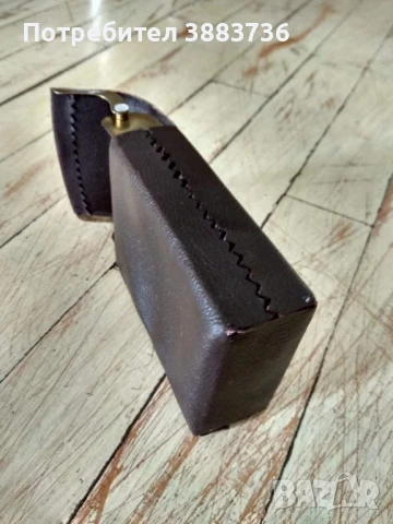 Табакера за кутия цигари-кожа и месинг
