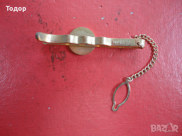 Позлатена игла щипка за вратовръзка Paper Boy, снимка 5 - Други - 44714158
