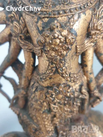 Shiva on Nandi 43см-4кг/стара азиатска/индийска бронзова фигура бог Шива язди бикът Нанди, снимка 8 - Статуетки - 56020322