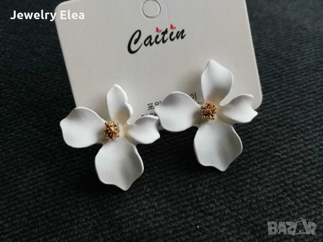 Обеци '' white flowers''1, снимка 5 - Обеци - 23792821