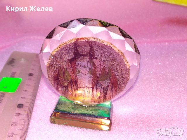 КРАСИВА КРИСТАЛНА КАТОЛИЧЕСКА НАСТОЛНА ИКОНКА ПРЕСПАПИЕ 42878, снимка 7 - Декорация за дома - 44307108