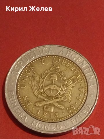 Две монети 1 песо 2009г. Аржентина / 1 франк 1922г. Франция редки за КОЛЕКЦИОНЕРИ 32042, снимка 2 - Нумизматика и бонистика - 44319255