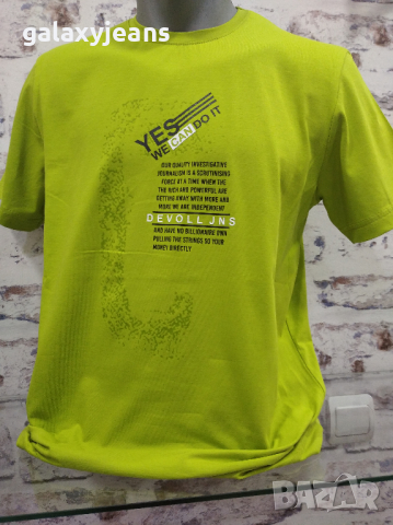 Devoll- тениска цвят неон зелен, с щампа, памук и еластан, снимка 1