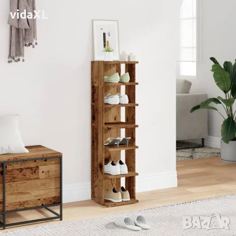 vidaXL Шкаф за обувки, старо дърво, 28x27x102 см, инженерна дървесина, снимка 3 - Шкафове - 56148210