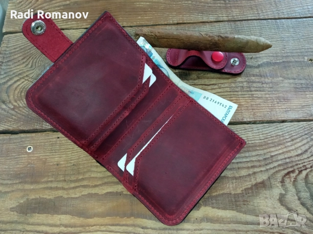 Ръчно изработен мъжки кожен портфейл , снимка 4 - Портфейли, портмонета - 52036075