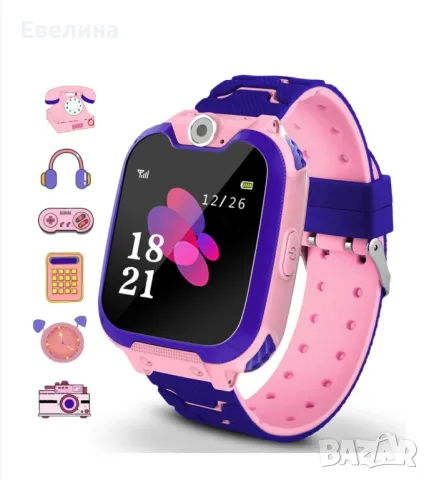 Смарт часовник за дете с камера, GPS, SOS бутон и фенерче