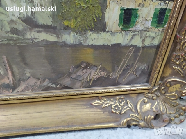 Голяма стара картина платно/масло, снимка 2 - Антикварни и старинни предмети - 54050423