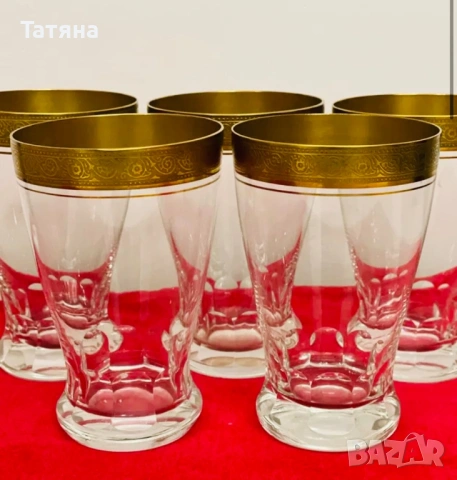 5 кристални чаши серия "CONCORDE", 24-каратно злато, THERESIENTHAL, снимка 2 - Други ценни предмети - 53125306