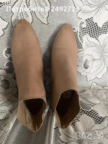 ✅боти кожени бежово кожа ,38 номер, снимка 2 - Дамски ботуши - 27394361