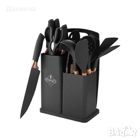 Кухненски комплект от 19 части Cheffinger KSUT01 - ножове, силиконови прибори, снимка 7 - Прибори за хранене, готвене и сервиране - 53211999