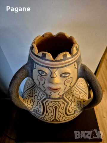 Рядък автентичен съд Шипибо (Перу) – Ръчно изработена керамика от Амазония, снимка 2 - Антикварни и старинни предмети - 53301975