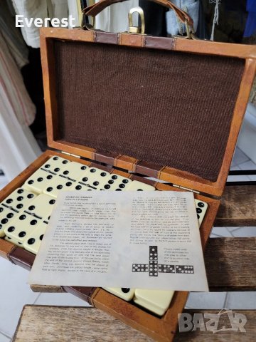 Стара игра ДОМИНО бакелит в кожено куфарче от 70- е години е, снимка 12 - Домино - 37990721