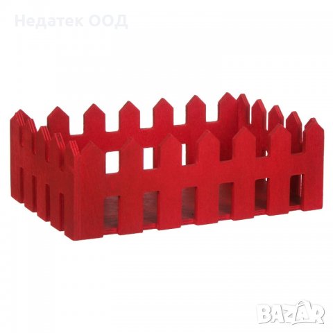 Великденска декорация, Дървено сандъче , Ограда, Червено, 23.5x14.5x8см
