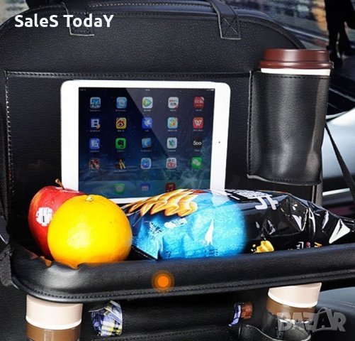 Кожен органайзер за седалка, масичка сет, еко кожа, черен, снимка 3 - Аксесоари и консумативи - 32046139