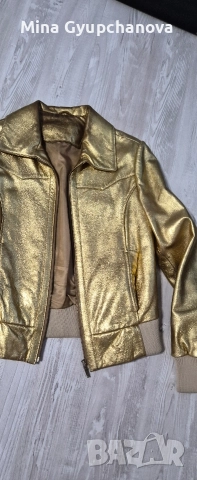 златно яке естествена кожа , снимка 2 - Якета - 52658522
