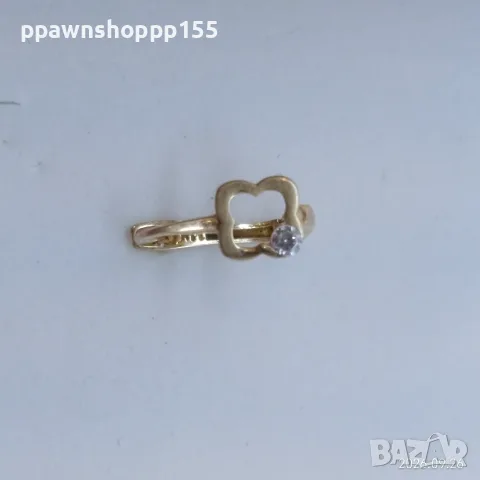 Единична златна обеца Сърце с циркон 14K (585) – 0.50 гр., снимка 4 - Обеци - 56243468