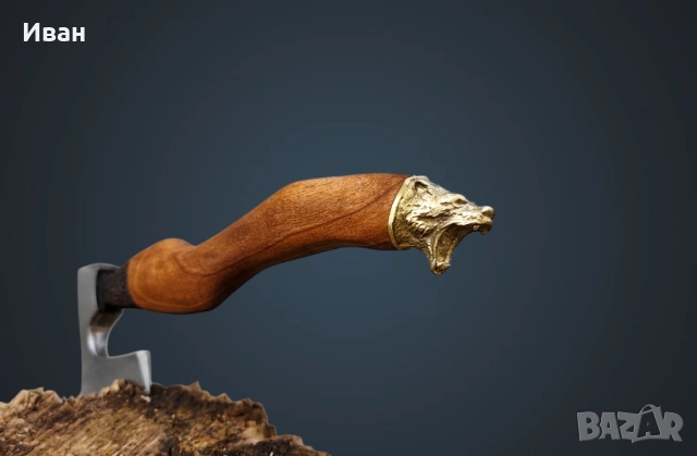 Брадва ръчна изработка, мини мезеджийска брадвичка комплект дъска за рязане мечка , снимка 4 - Ножове - 52909537