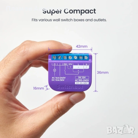 SwitchBot Relay Switch 1 – Смарт реле за автоматизация на дома, снимка 4 - Друга електроника - 53261410
