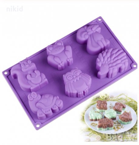 Горски животни жаба лисица таралеж бухал катерица костенурка големи дълбок силиконов молд гипс сапун