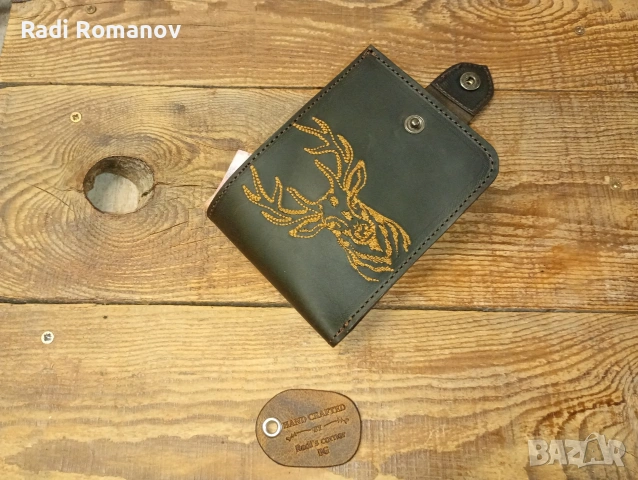 Ръчно изработен мъжки кожен портфейл, ловен аксесоар, , снимка 5 - Портфейли, портмонета - 53287565