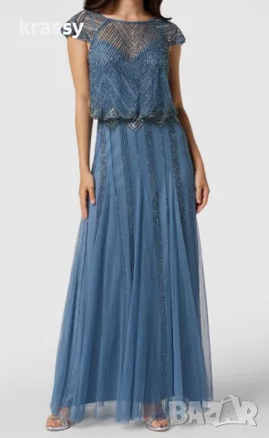 НОВА елегантна дълга дамска рокля от тюл с мъниста и пайети LACE&BEADS (Л), снимка 2 - Рокли - 39419025