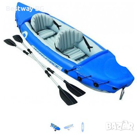  Надуваем двуместен каяк 65077 BESTWAY 321х88см с две гребла и помпа, снимка 4 - Водни спортове - 36677798