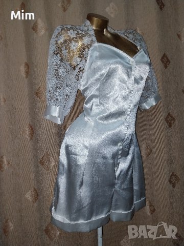 Бял гащеризон от еластичен сатен и дантела , снимка 5 - Гащеризони - 42373050