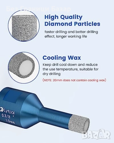 Нов Комплект диамантени свредла 6–20 мм M14 за твърди материали и плочки, снимка 2 - Диамантени и режещи инструменти - 52407515