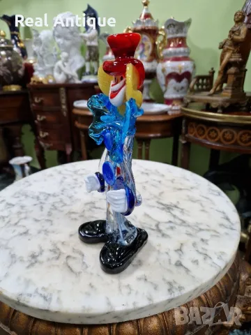 Прекрасна антикварна колекционерска италианска  фигура клоун мурано , снимка 8 - Декорация за дома - 50070302