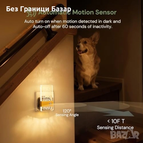 Нова Нощна лампа за контакт със сензор датчик 0-100lm 3 режима димируема, снимка 2 - Други - 54046962